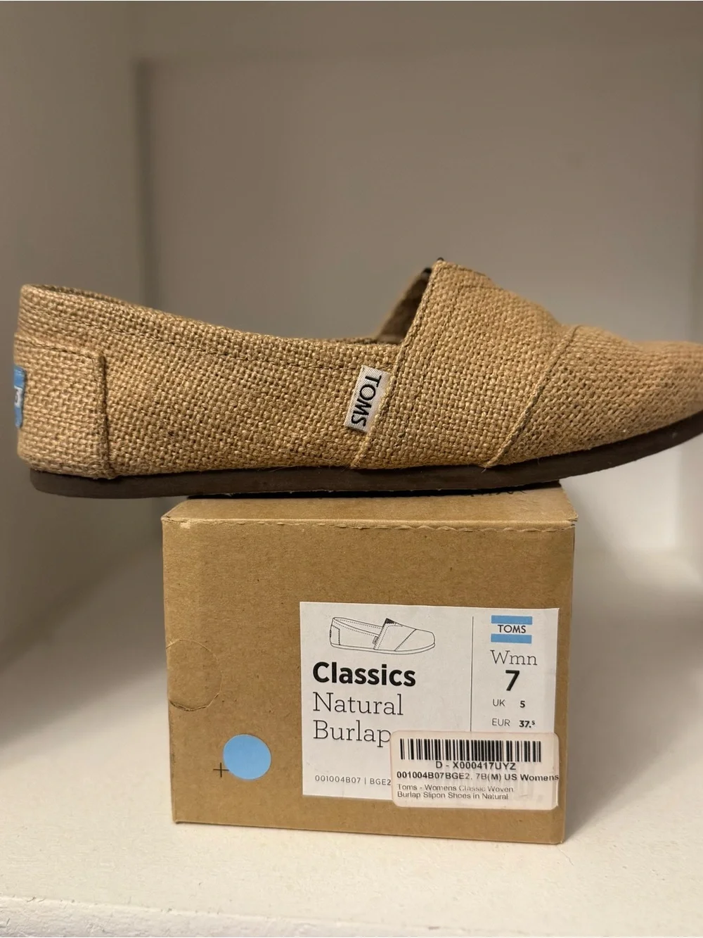 Toms Natural Burlap Slip-On Loafers - Tan
